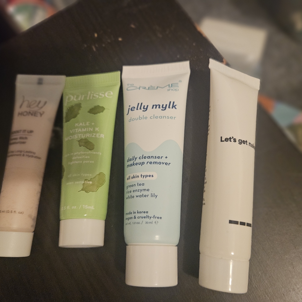 4 Travel Size Product. Lets Get Naked, Purlisse, Jelly Mylk